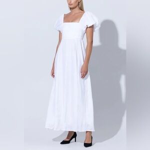 $299 NWT Lusana “Amy” Linen Maxi Dress in White Sz Small